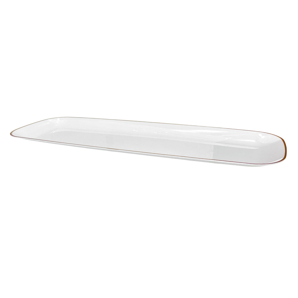 Bandeja Rectangular Para Servir Lillian / 18" x 7" / 2 Piezas / Blanca-Gold