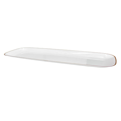 Bandeja Rectangular Para Servir Lillian / 18" x 7" / 2 Piezas / Blanca-Gold