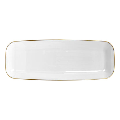 Bandeja Rectangular Para Servir Lillian / 18" x 7" / 2 Piezas / Blanca-Gold