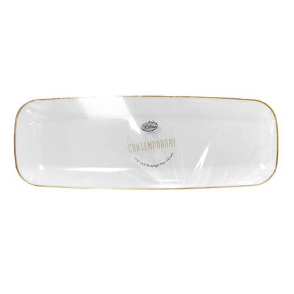 Bandeja Rectangular Para Servir Lillian / 18" x 7" / 2 Piezas / Blanca-Gold