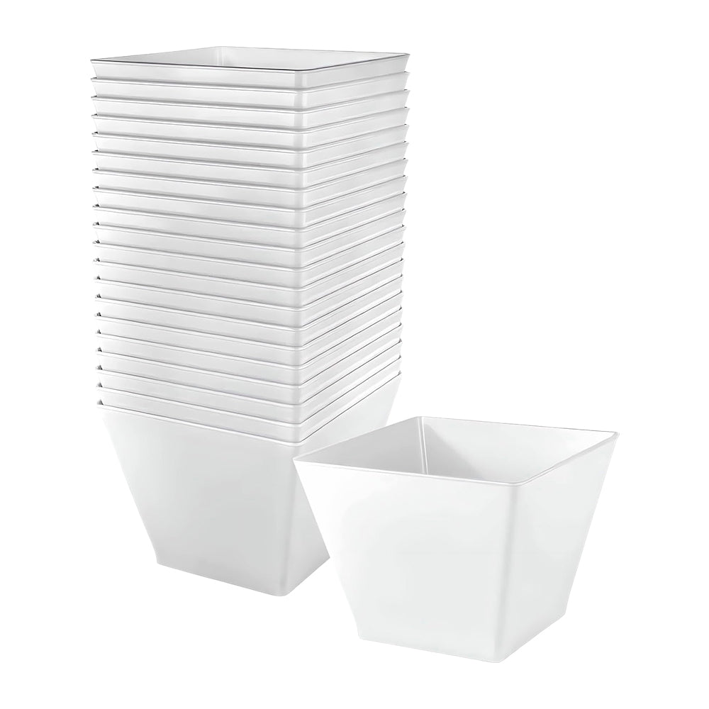 Bowl Plástico Cuadrado Blanco / 20 Piezas / 8 oz / Lillian