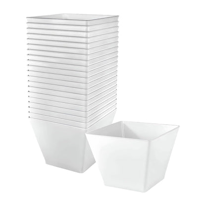 Bowl Plástico Cuadrado Blanco / 20 Piezas / 8 oz / Lillian
