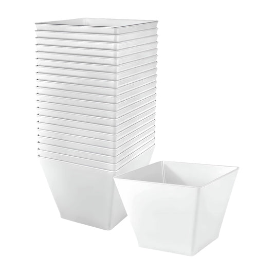 Bowl Plástico Cuadrado Blanco / 20 Piezas / 8 oz / Lillian