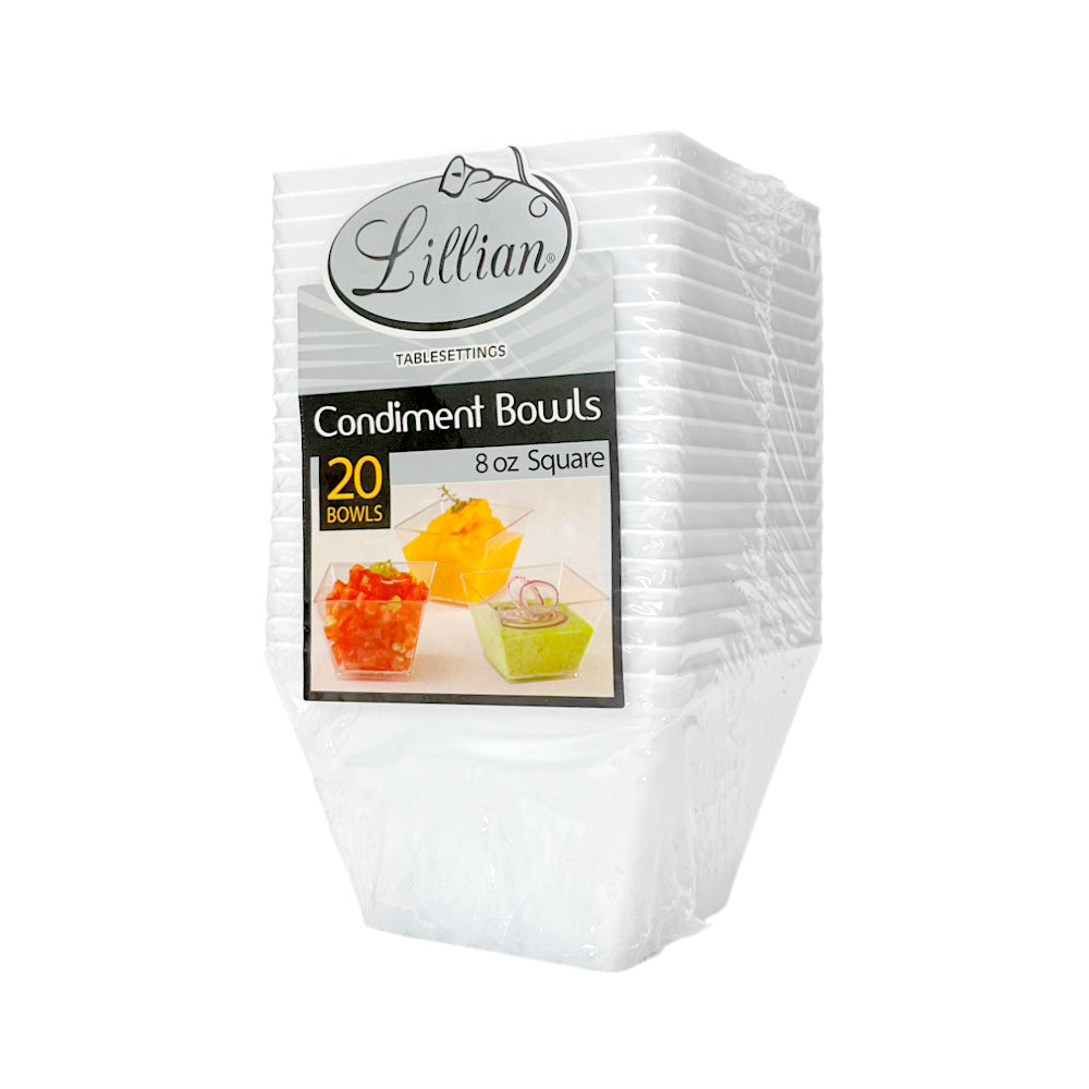 Bowl Plástico Cuadrado Blanco / 20 Piezas / 8 oz / Lillian