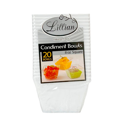 Bowl Plástico Cuadrado Blanco / 20 Piezas / 8 oz / Lillian