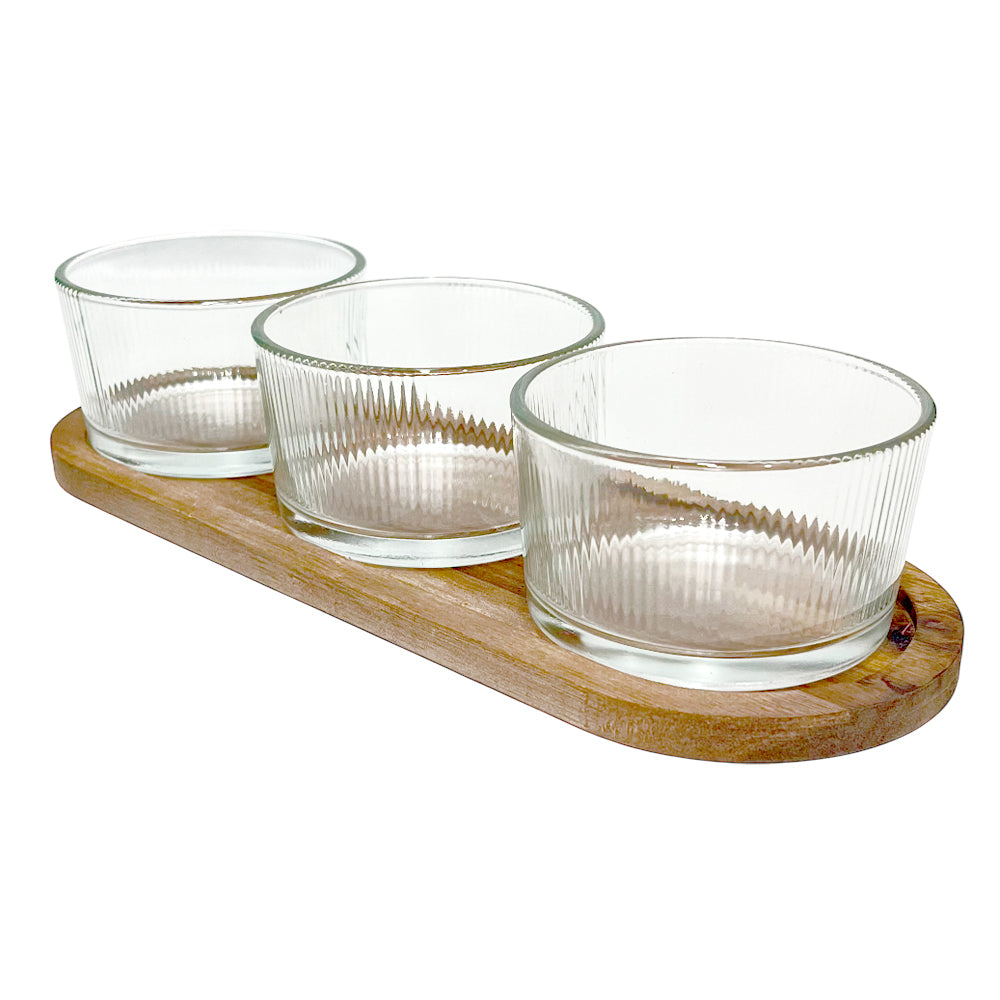 Mini Bowls Home Deco Factory Con Base de Madera / 3 Piezas
