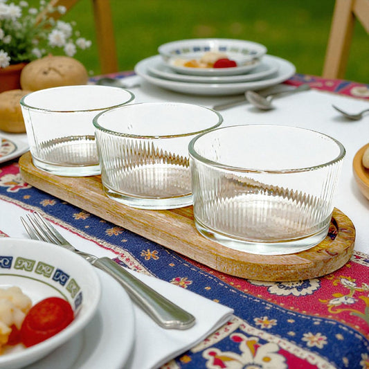 Mini Bowls Home Deco Factory Con Base de Madera / 3 Piezas