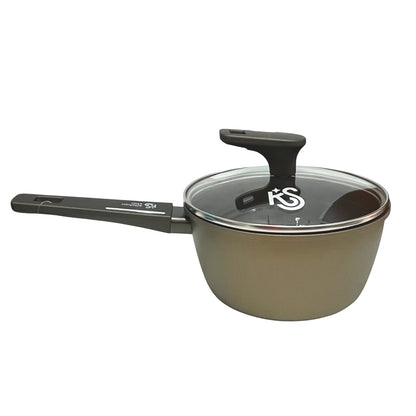 Cacerola 18 CM Antiadherente Con Tapa De Vidrio Kitchen Star - Home Elegance