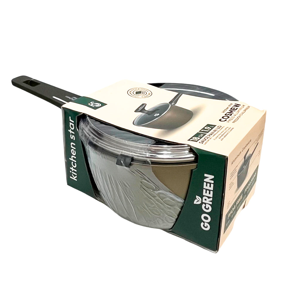 Cacerola 18 CM Antiadherente Con Tapa De Vidrio Kitchen Star - Home Elegance