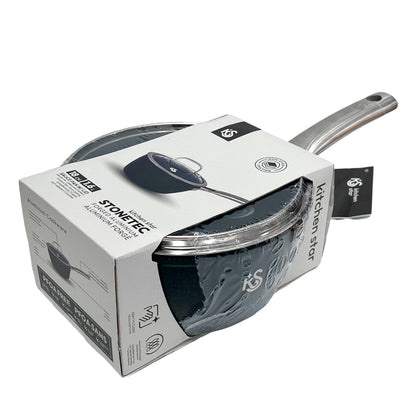 Cacerola 18 CM Antiadherente Negro/Con Tapa De Vidrio/Mango De Acero Inoxidable Kitchen Star - Home Elegance