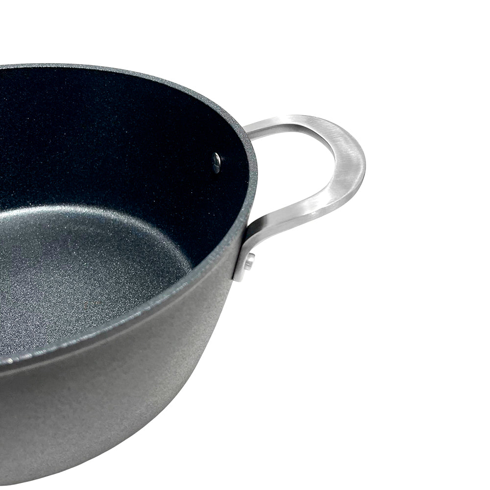Ollas 24 CM Antiadherente Negro Con Tapa De Vidrio Kitchen Star - Home Elegance