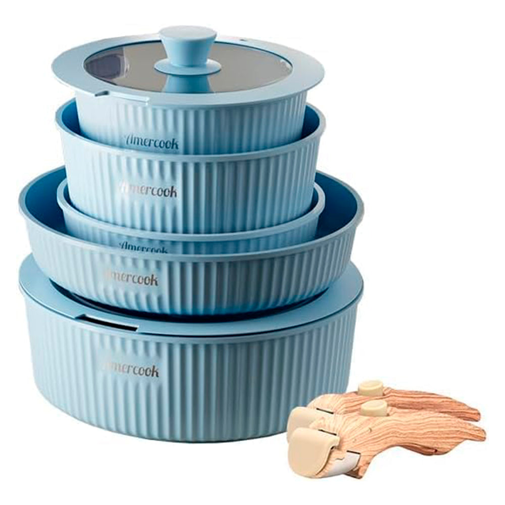 Juego De Ollas De Cocina Antiadherente 9 Piezas Amercook - Home Elegance