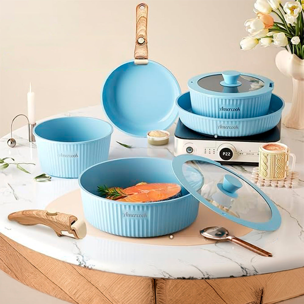 Juego De Ollas De Cocina Antiadherente 9 Piezas Amercook - Home Elegance
