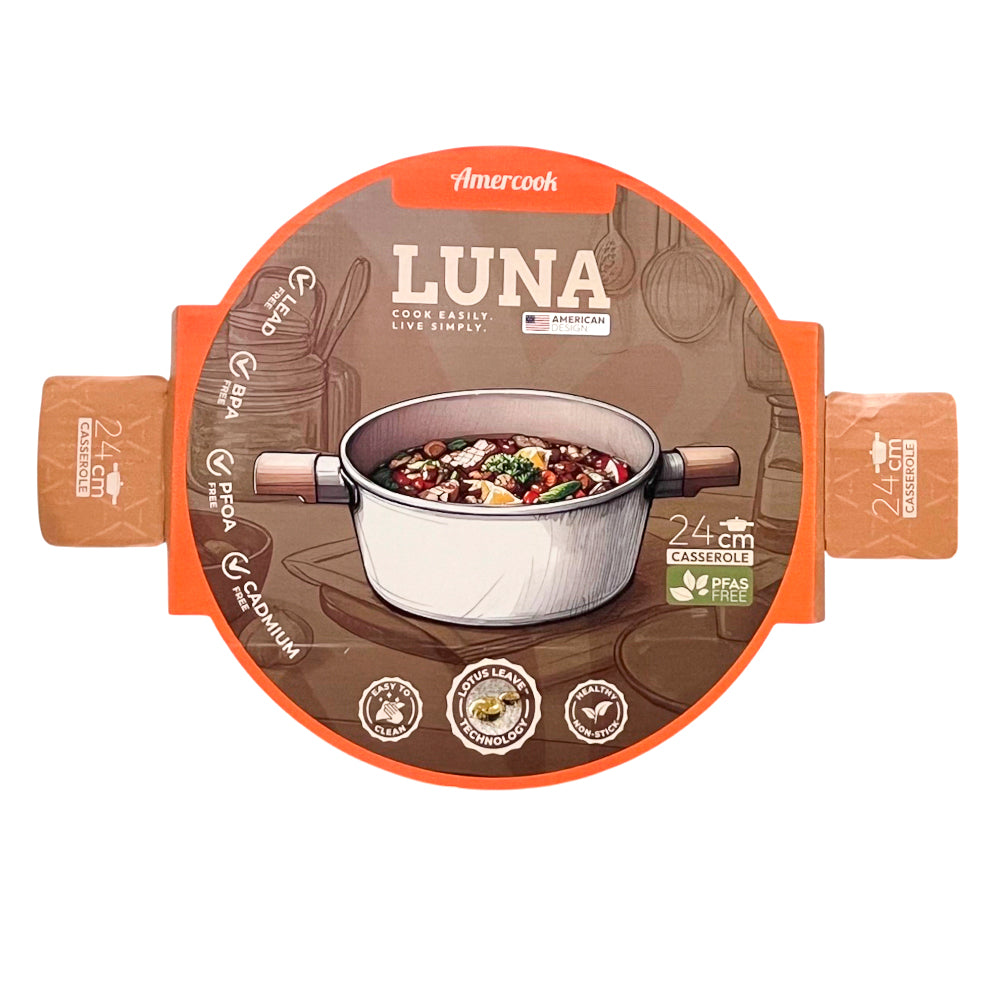 Cacerola 24 CM Antiadherente Amercook Luna - Home Elegance