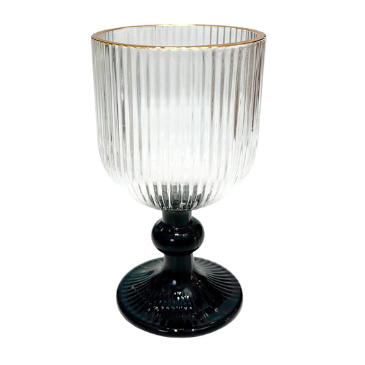 Copa de vidrio Clear Home Elegance de 16 cm con base negra.