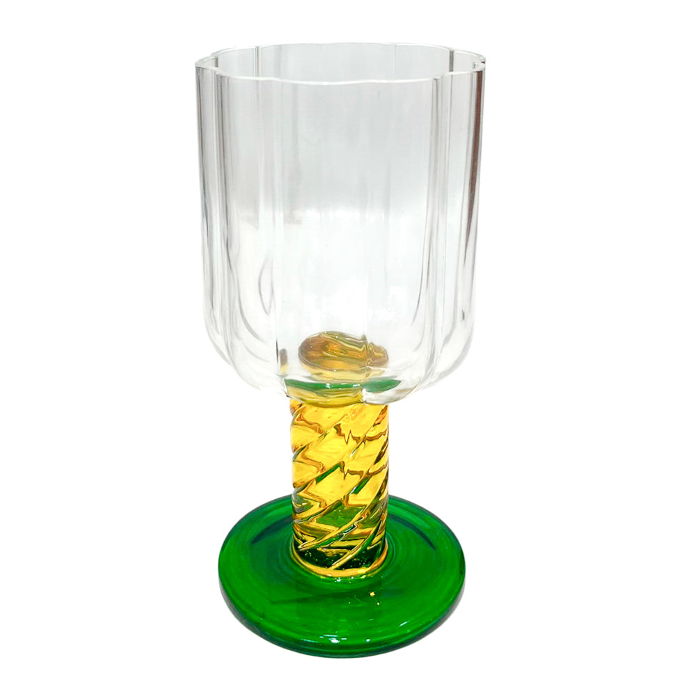 Copa de vidrio Clear Home Elegance de 16 cm con tallo amarillo.