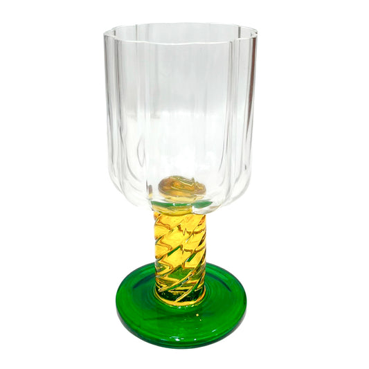 Copa de vidrio Clear Home Elegance de 16 cm con tallo amarillo.
