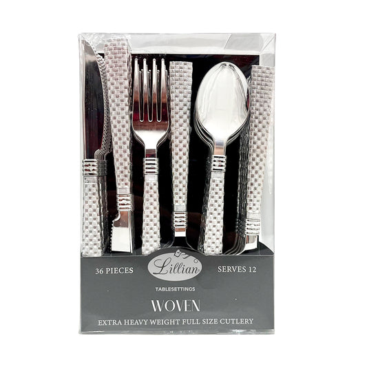 Cubiertos reutilizables Silver 36 piezas Lillian