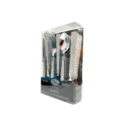 Cubiertos reutilizables Silver 36 piezas Lillian