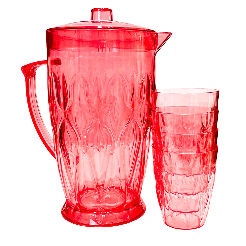 Jarra acrílica Home Elegance con 4 vasos.