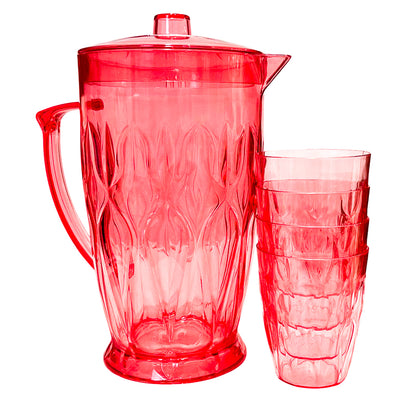 Jarra acrílica Home Elegance con 4 vasos.