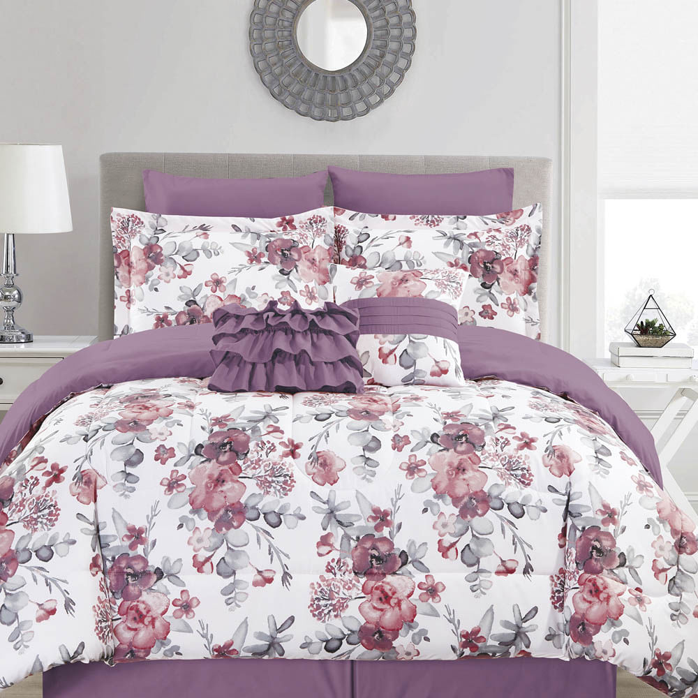 Comforter Home Accents Estampado Floral de 5 Piezas - Queen
