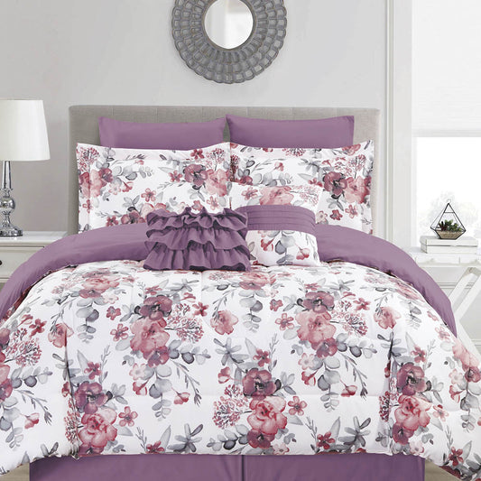 Comforter Home Accents Estampado Floral de 5 Piezas - Queen