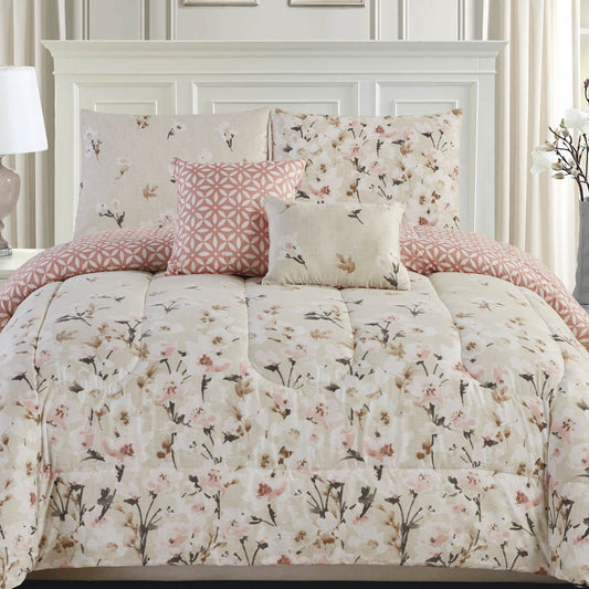 Comforter Home Accents Estampado Floral de 5 Piezas - King