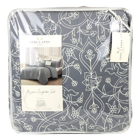 Comforter Sl Home Fashion Harlow 8 Piezas Gris - Queen