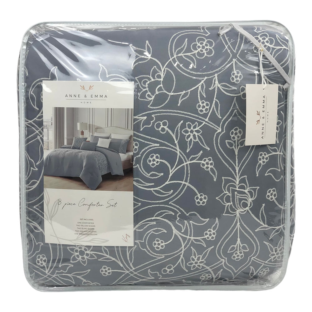 Comforter Sl Home Fashion Harlow 8 Piezas Gris - King
