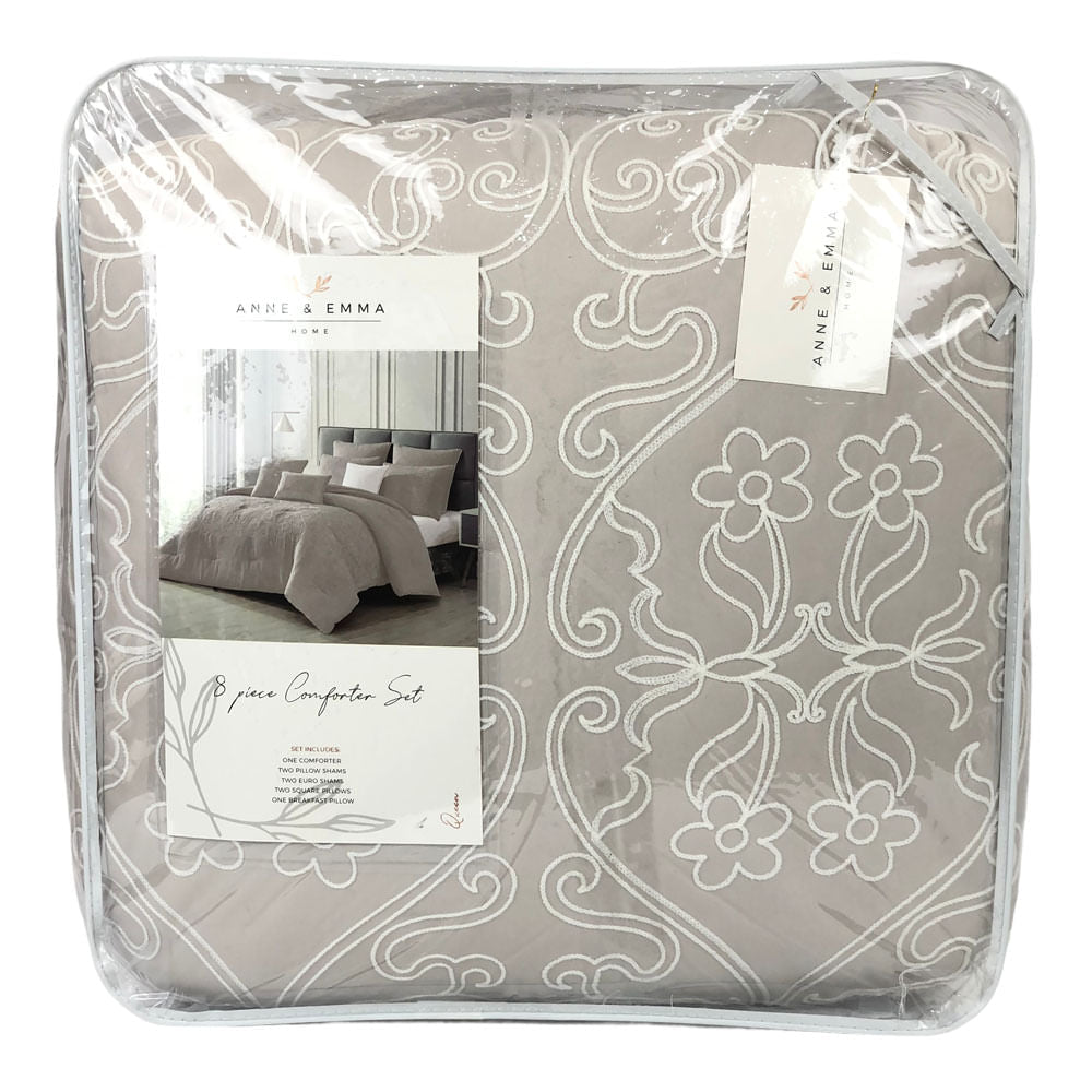 Comforter Sl Home Fashion Marcelle 8 Piezas Chocolate claro - Queen
