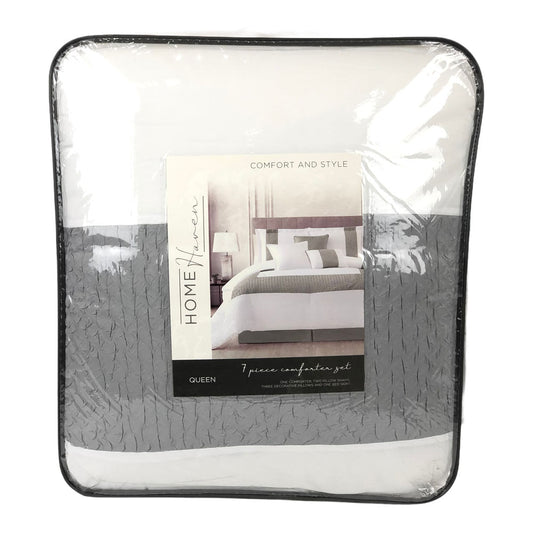 Comforter Sl Home Fashion Berdelli 7 Piezas Gris Claro - Queen