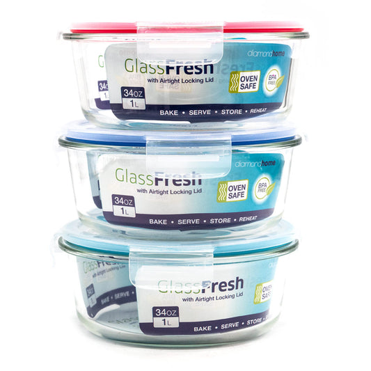 Envase de Vidrio Diamond Home Redondo 34 oz