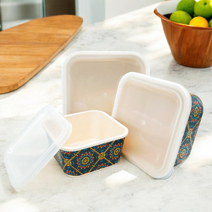 Envase Cuadrado de Bamboo Silver One Set 3 Piezas - Surtido