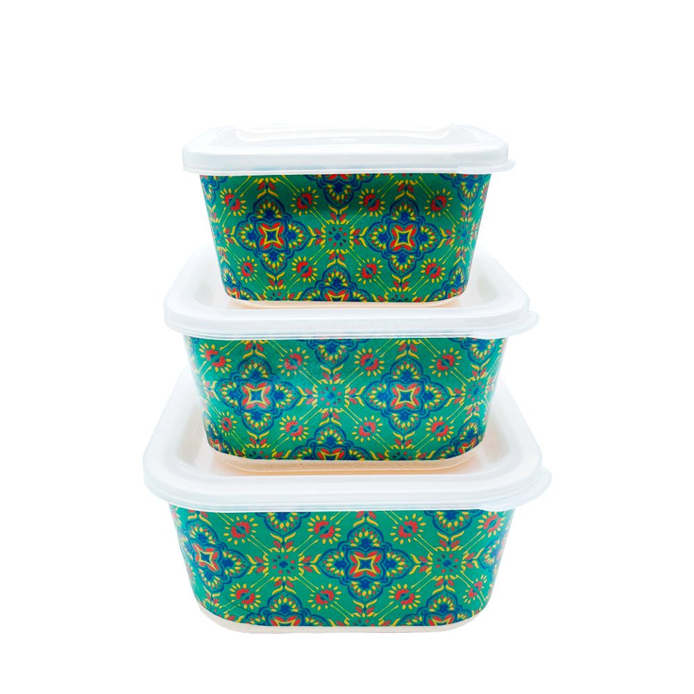 Envase Cuadrado de Bamboo Silver One Set 3 Piezas - Surtido