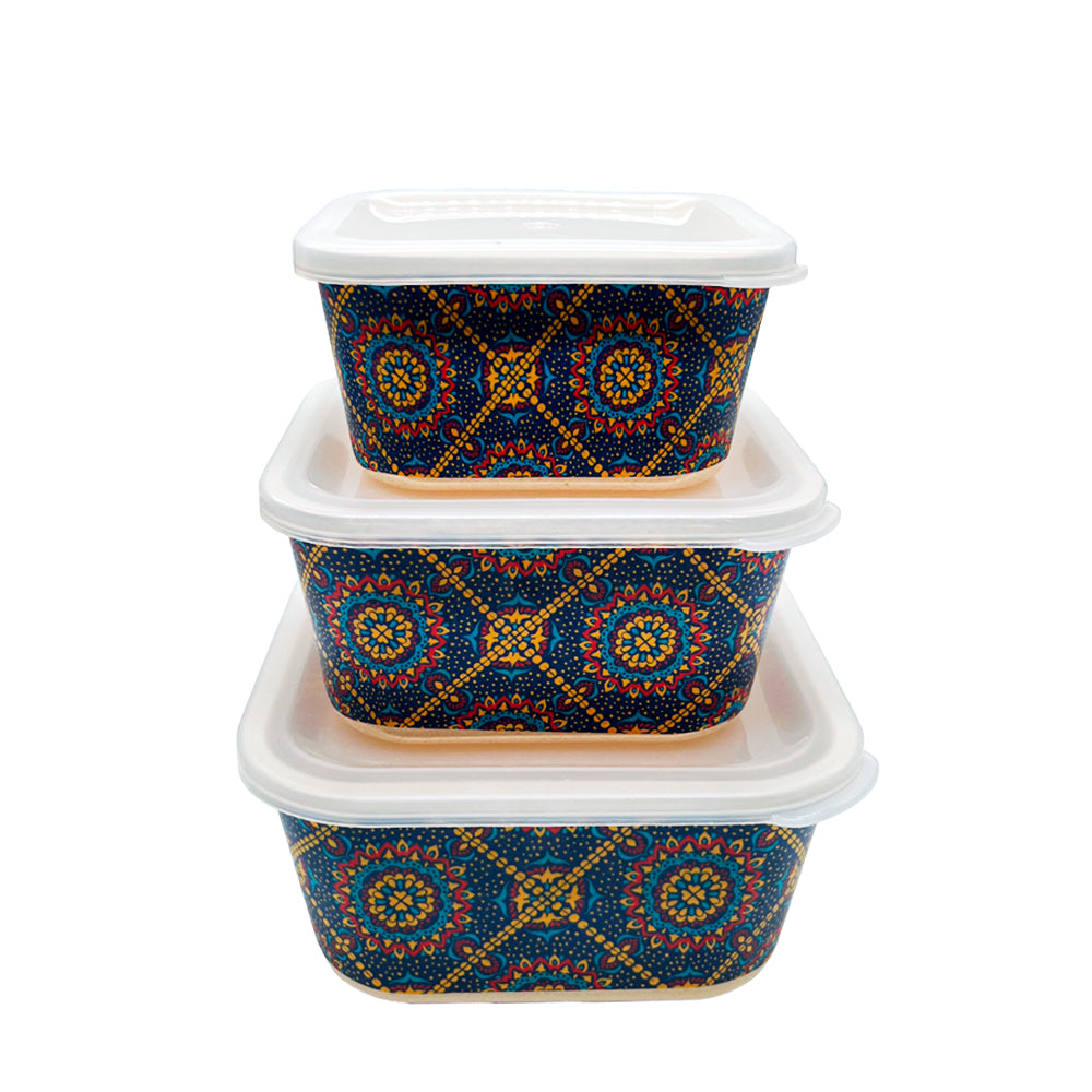 Envase Cuadrado de Bamboo Silver One Set 3 Piezas - Surtido