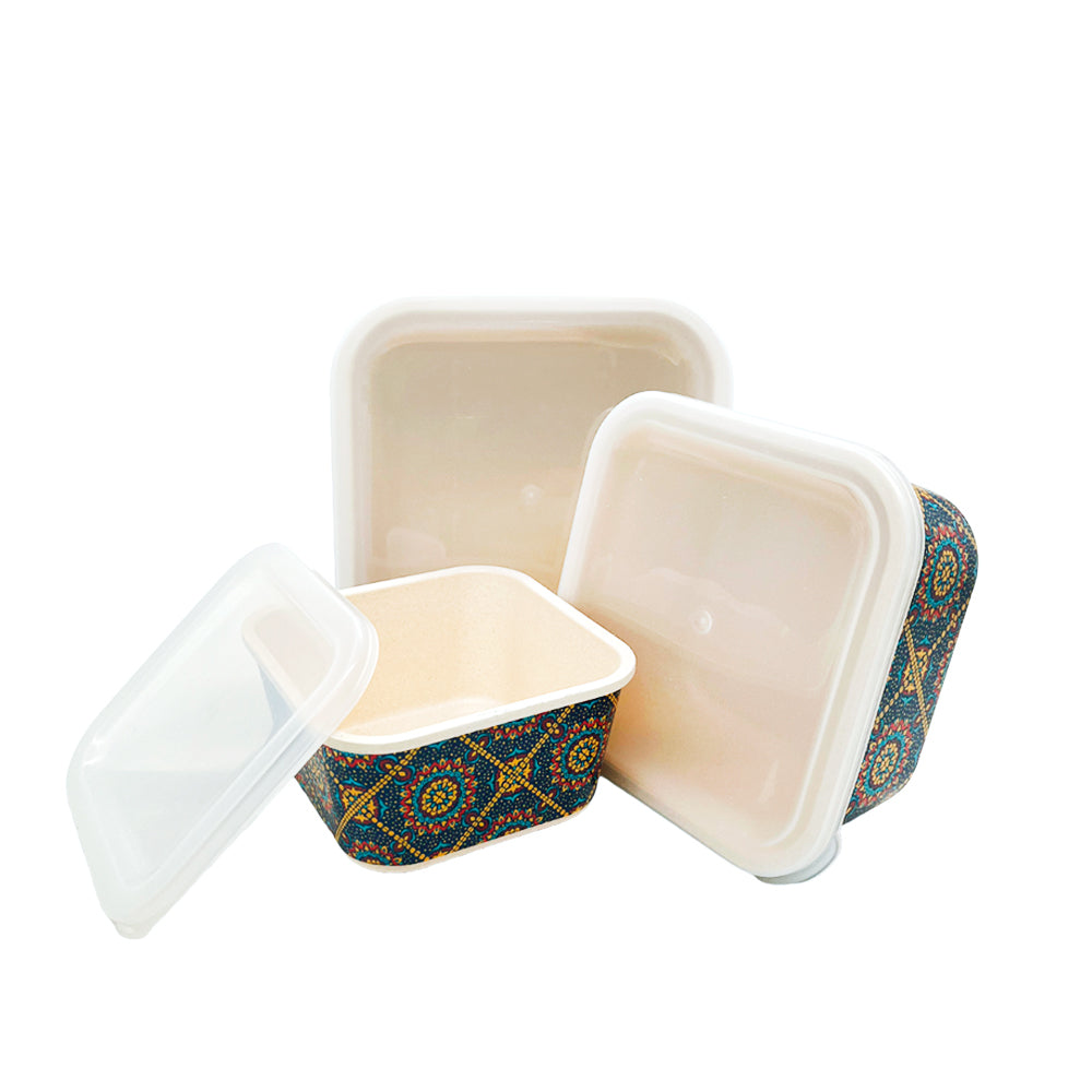 Envase Cuadrado de Bamboo Silver One Set 3 Piezas - Surtido