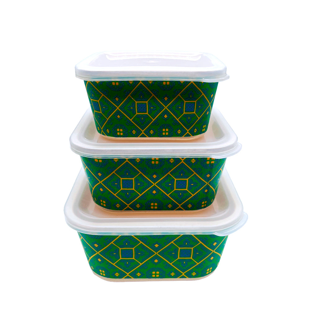 Envase Cuadrado de Bamboo Silver One Set 3 Piezas - Surtido