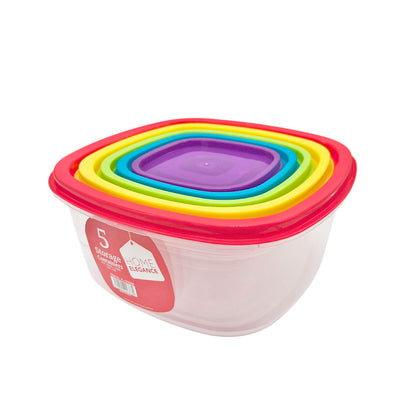 Envases Plástico Home Elegance / Set 5 Piezas / Cuadrado