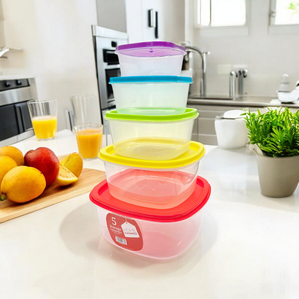 Envases Plástico Home Elegance / Set 5 Piezas / Cuadrado