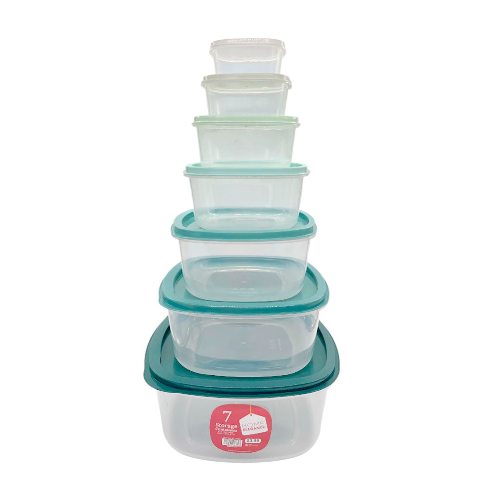 Envases Plástico Home Elegance / Cuadrado / Set 7 Piezas / Surtidas