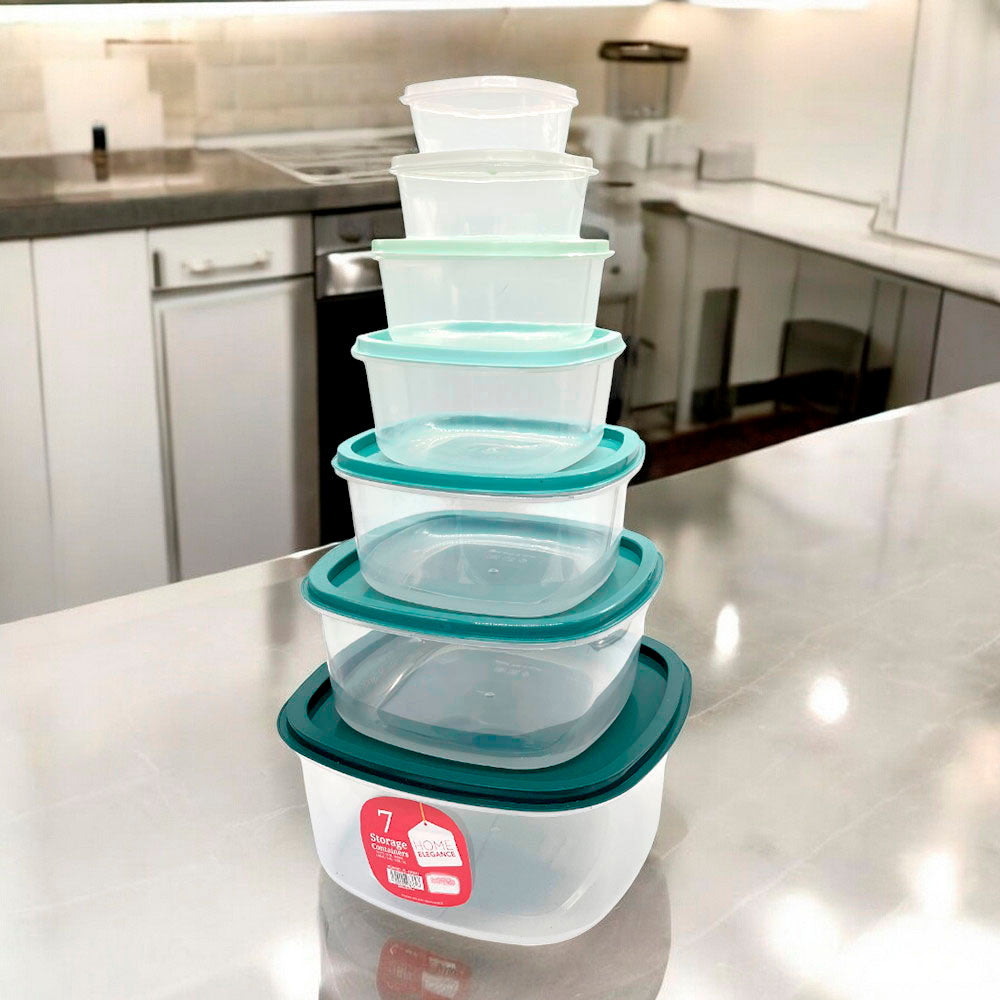 Envases Plástico Home Elegance / Cuadrado / Set 7 Piezas / Surtidas