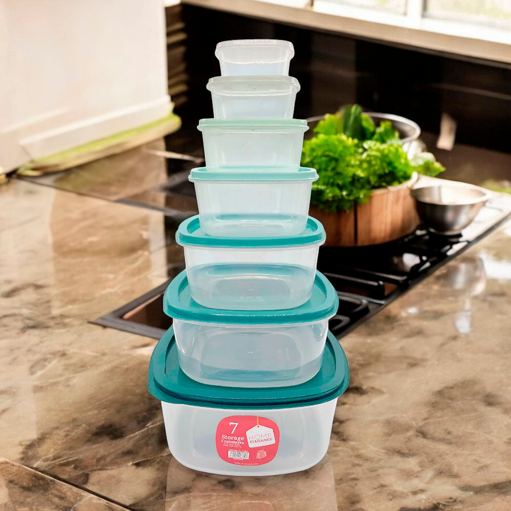 Envases Plástico Home Elegance / Cuadrado / Set 7 Piezas / Surtidas