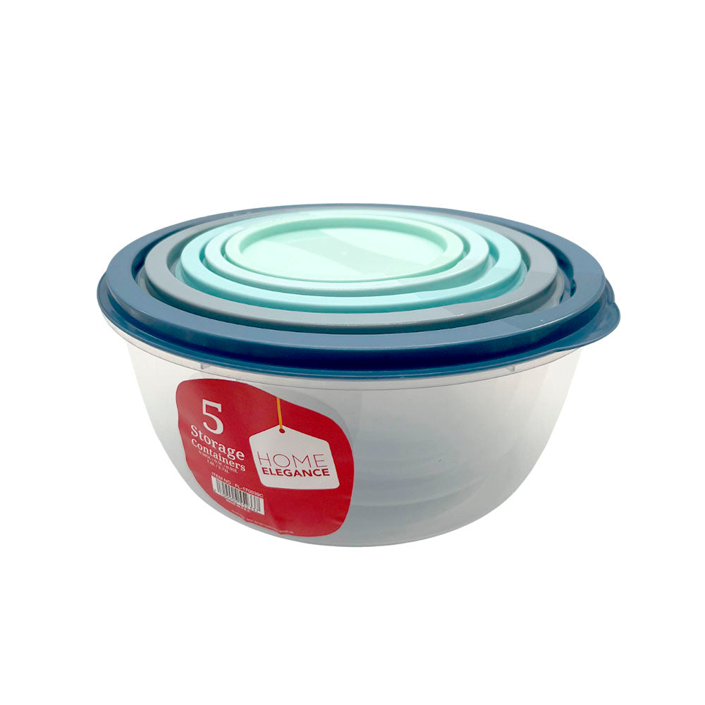 Envases Plástico Redondo Home Elegance / 5 Piezas / Surtido