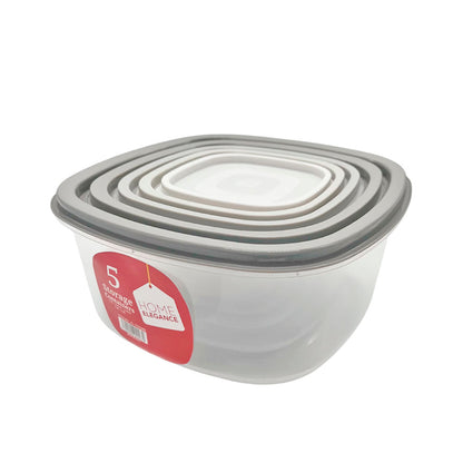 Envases Plástico Home Elegance / Cuadrado / Set 5 Piezas / Surtidas
