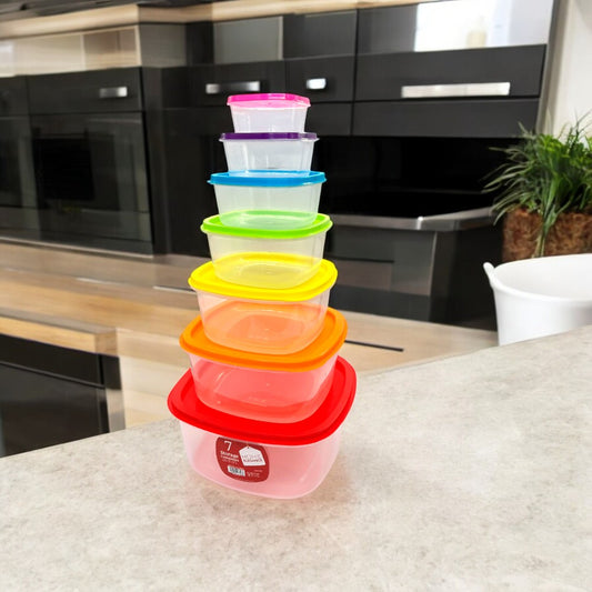 Envase Plástico Cuadrado Home Elegance 7 Piezas / Surtido