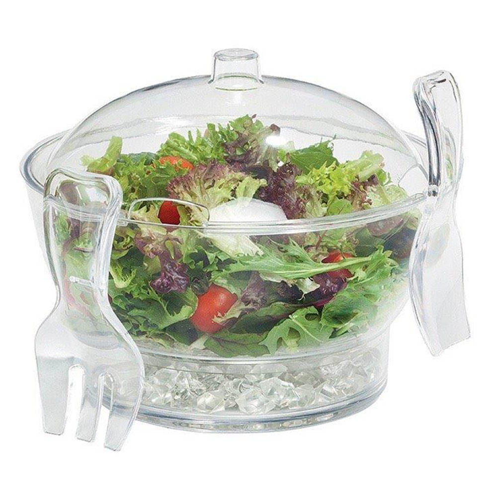 Ensaladera Kennedy Con Tapa y Utensilios Acrílico
