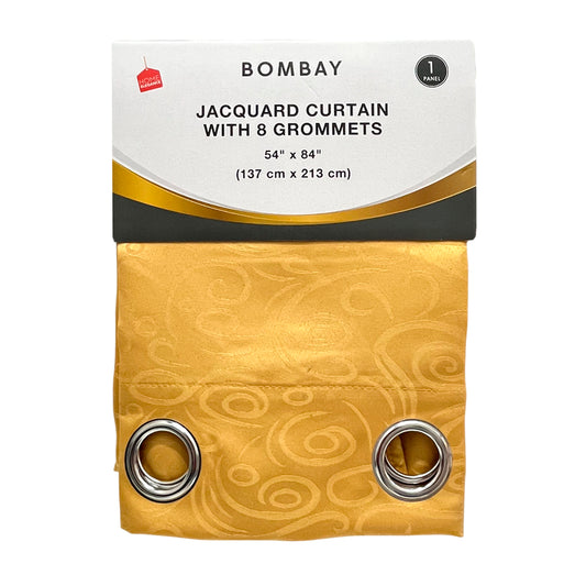 Cortina Bombay / Home Elegance / Gold con Aros / 54" x 84"