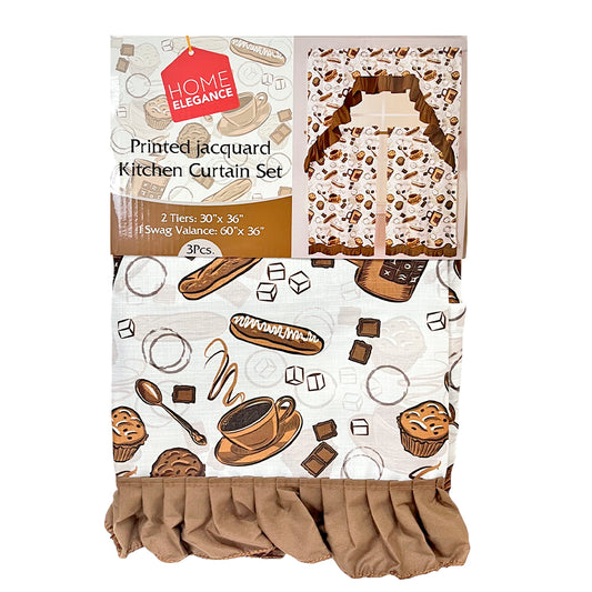 Cortina para Cocina Coffee Estampada / 3 Piezas / Home Elegance