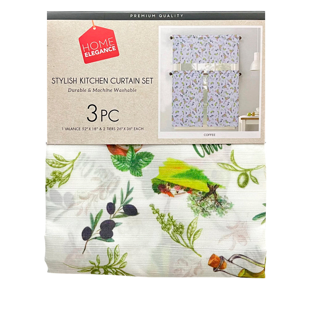 Cortina de Cocina / Home Elegance / Estampada Olive